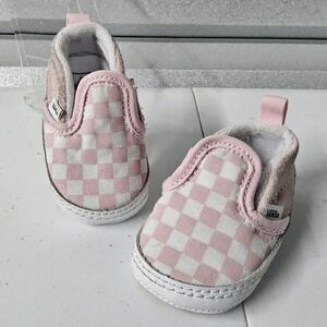 Vans‎ Infant Slip On Pink White Checkered Sneakers Size US 1.0 Crib Shoes